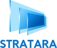 Stratara Logo — gestapelte, durchscheinende Schichten